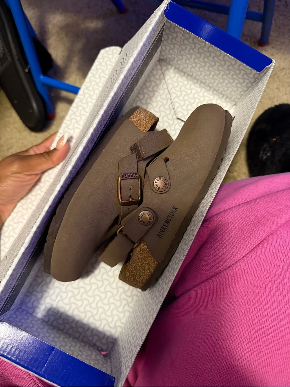 Birkenstock Kids Pinkish Beige Suede Clog with Buckle